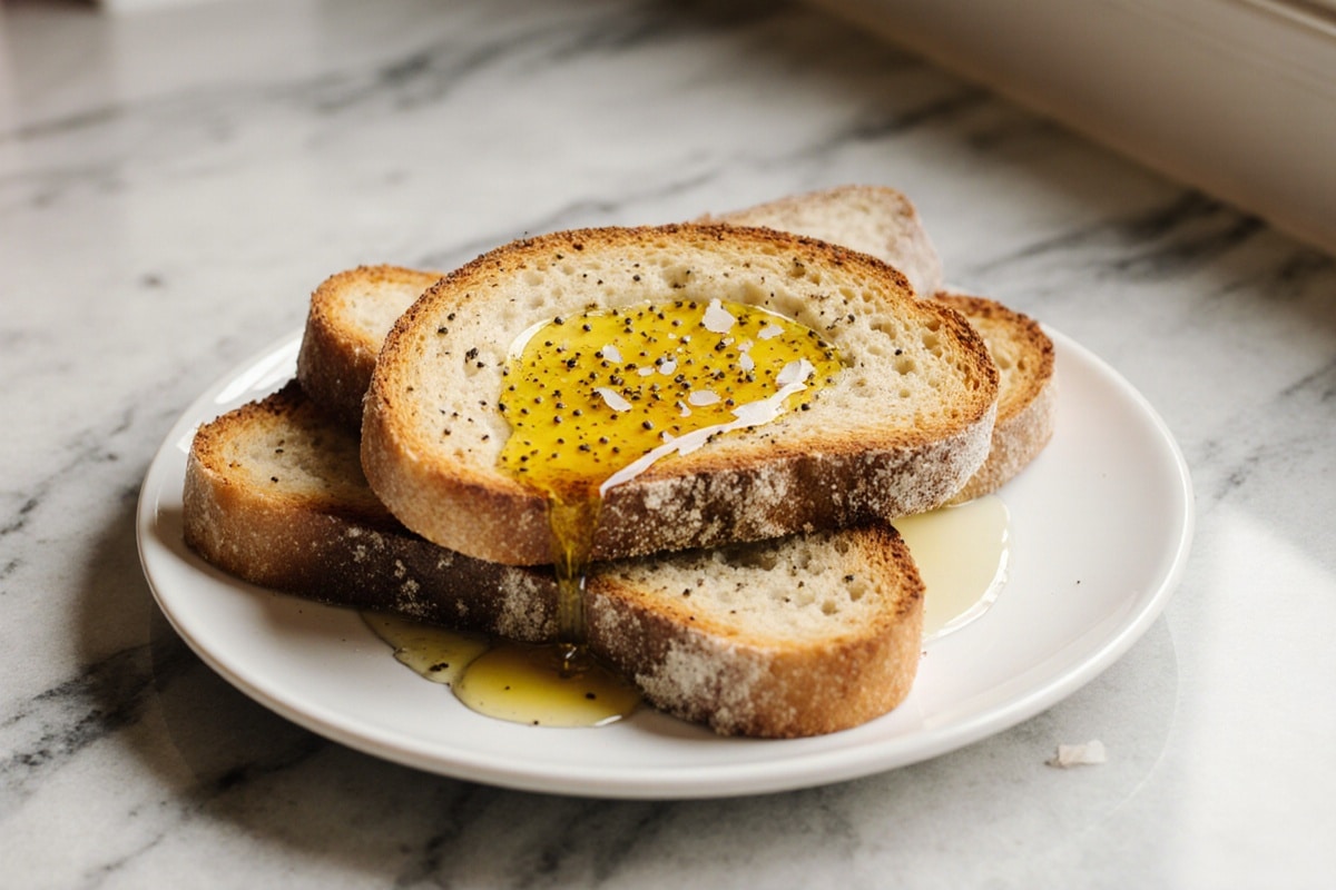 grzanki z czerstwej bulki w air fryer chrupiaco podawane