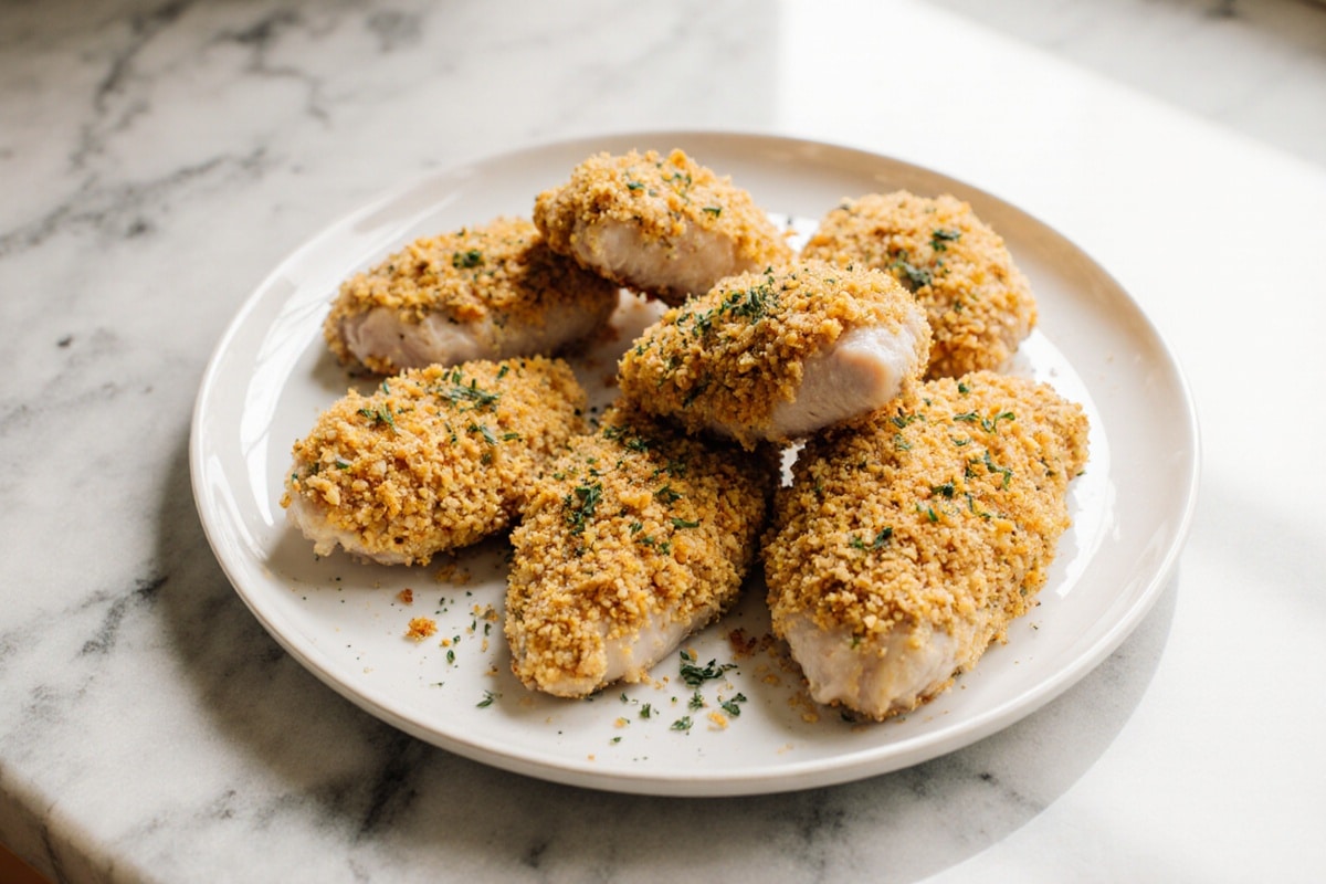 kurczak w panierce z platków kukurydzianych z air fryer chrupiąco podawane