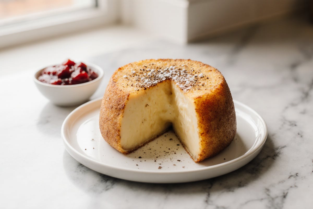 panierowany camembert z air fryer chrupiąco podawane
