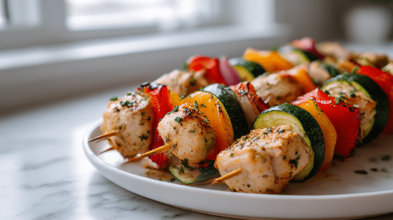 fit szaszlyki z air fryera na talerzu