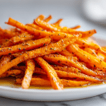 frytki z marchewki z air fryer na talerzu