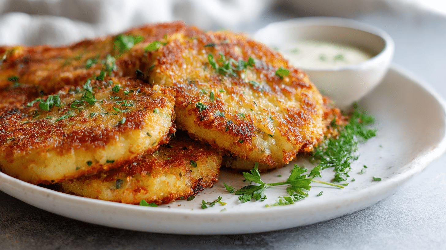 Kotlety ziemniaczane z air fryera na talerzu