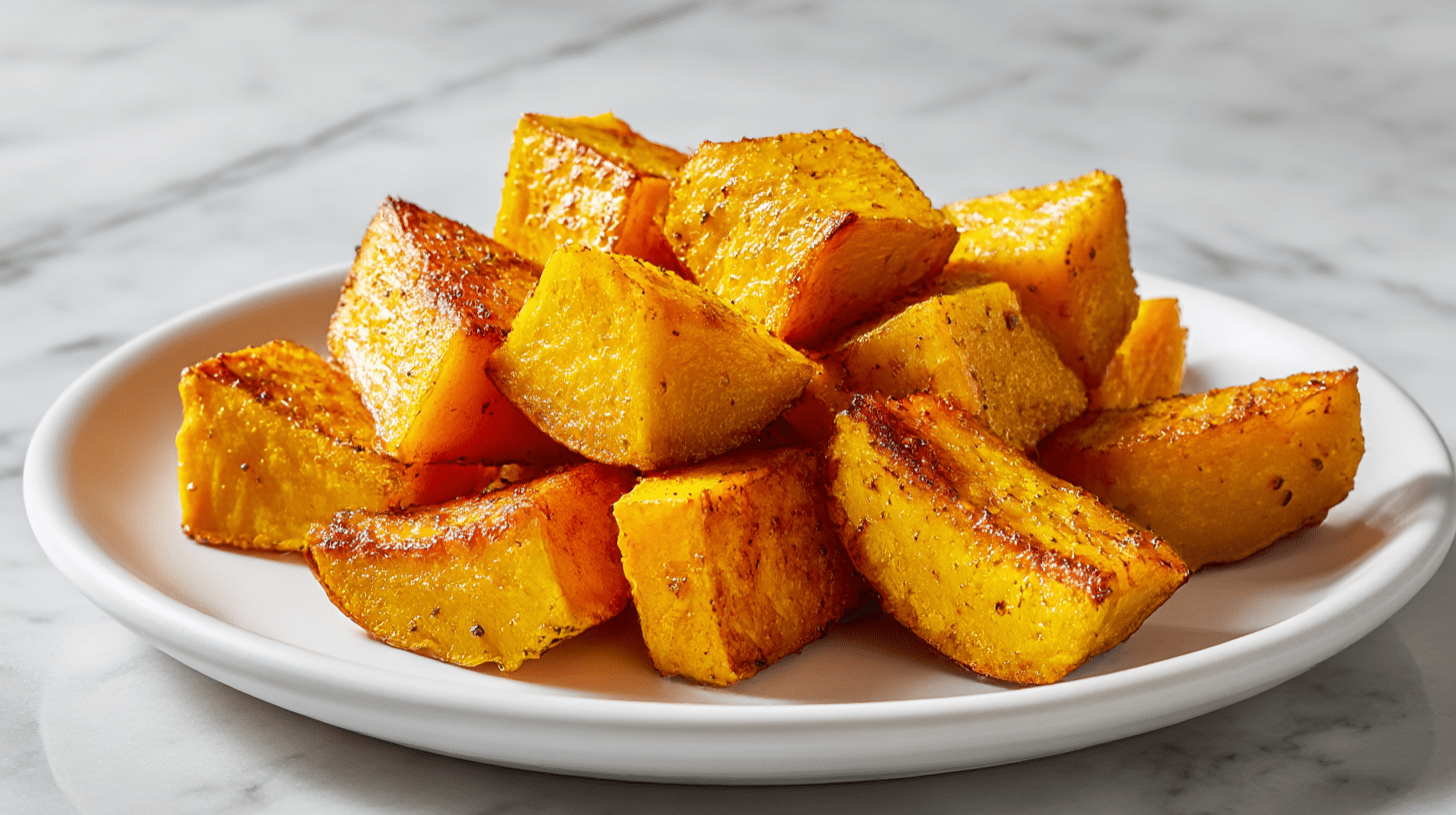 Widok pieczonej dyni z air fryer w apetycznym wydaniu.