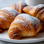 Rogaliki z czekolada z air fryera podane na talerzu.