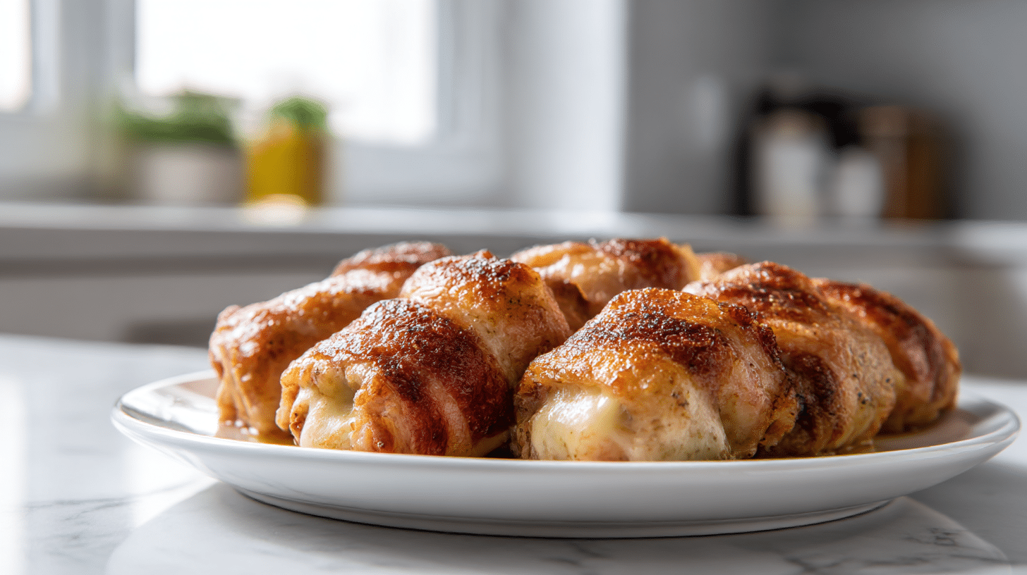 Podanie roladek schabowych z mozzarella z air fryer z ziołami