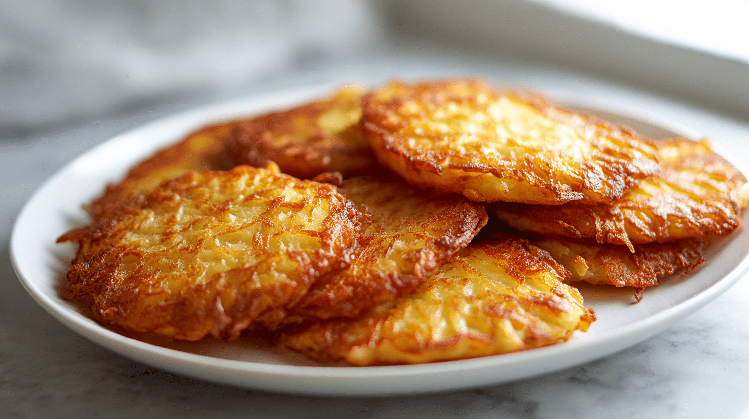 smaczne airfryer placki ziemniaczane na złotym tle