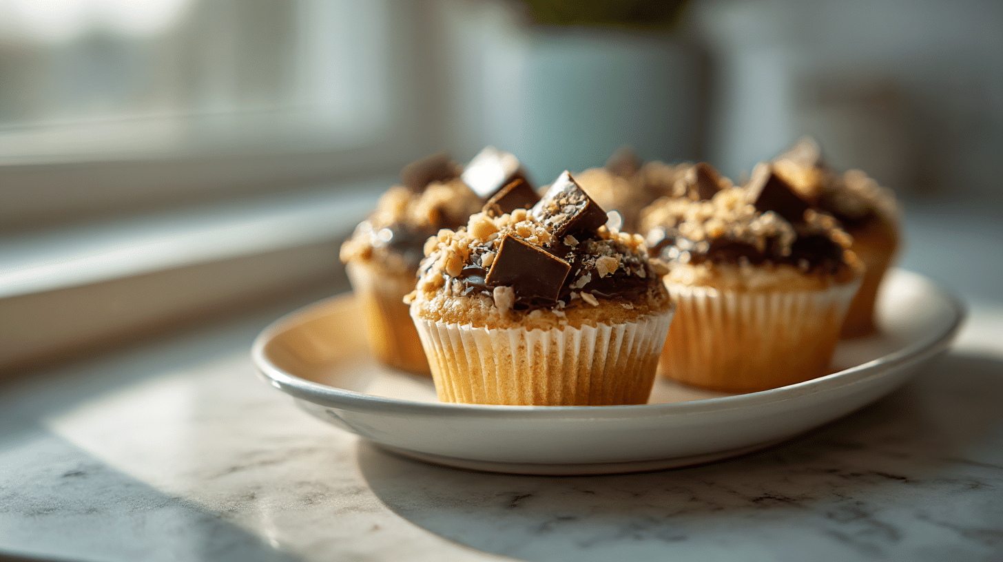 Kruche babeczki z airfryer na złotym talerzu