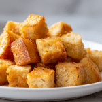 chrupiace grzanki czosnkowe z air fryer na talerzu