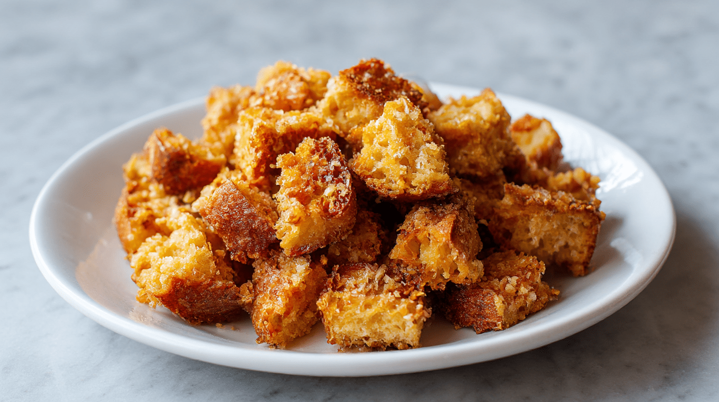 chrupiace grzanki czosnkowe z air fryer na białym tle