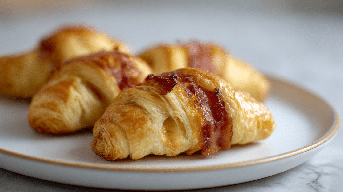 ciasto francuskie z boczkiem z air fryer na talerzu