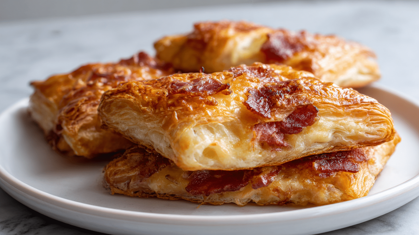 ciasto francuskie z boczkiem z air fryer na stole