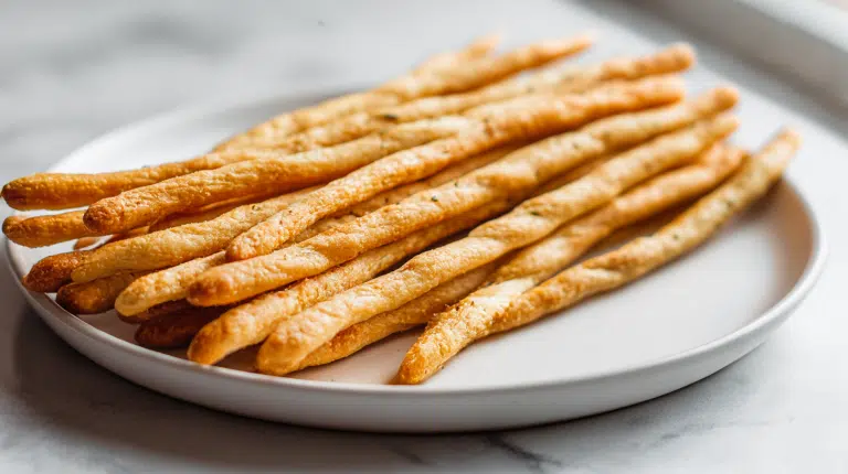 grissini z air fryera na talerzu