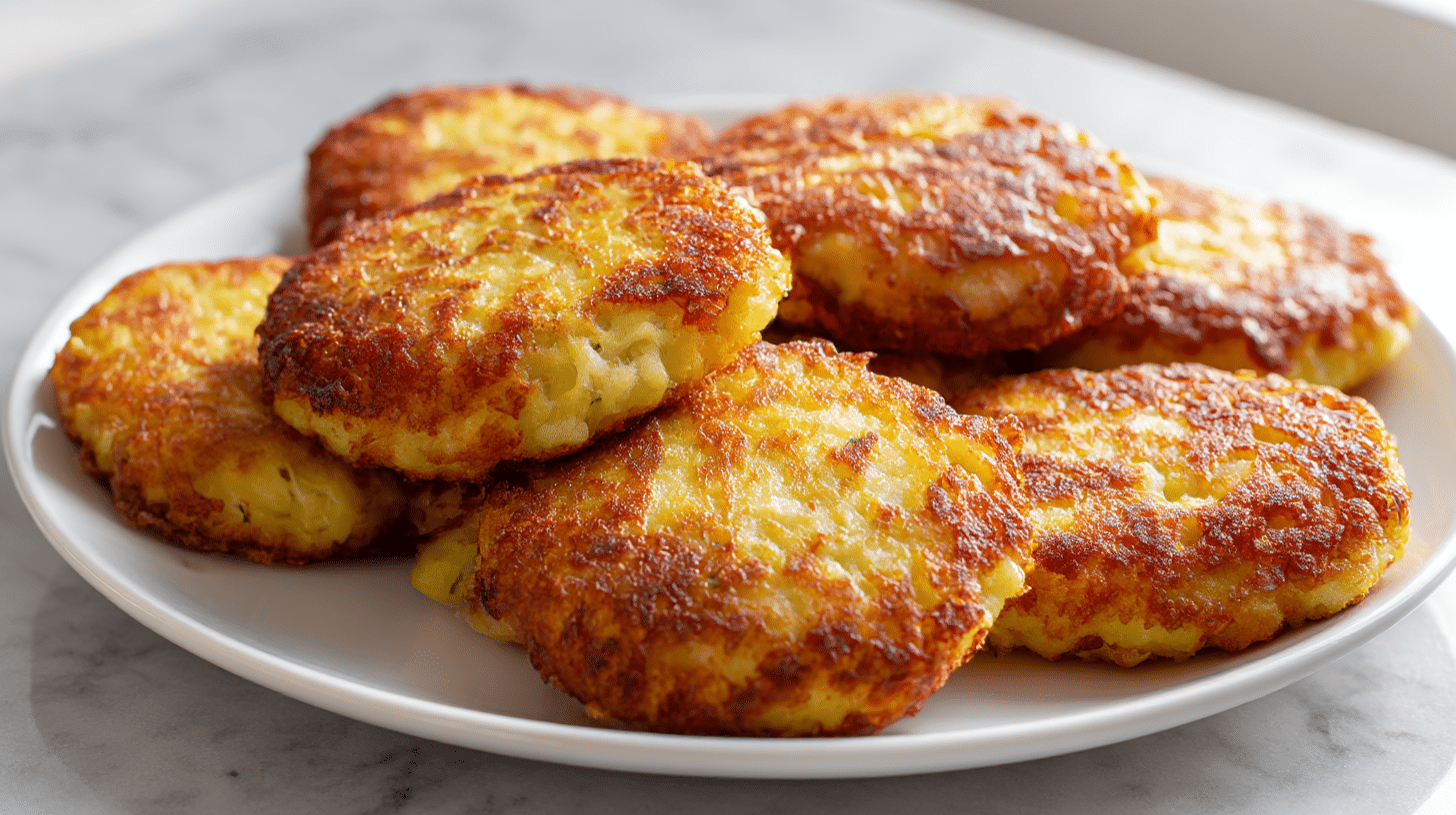 Danie z kotletami ruskimi z air fryer, przyozdobione świeżymi ziołami.