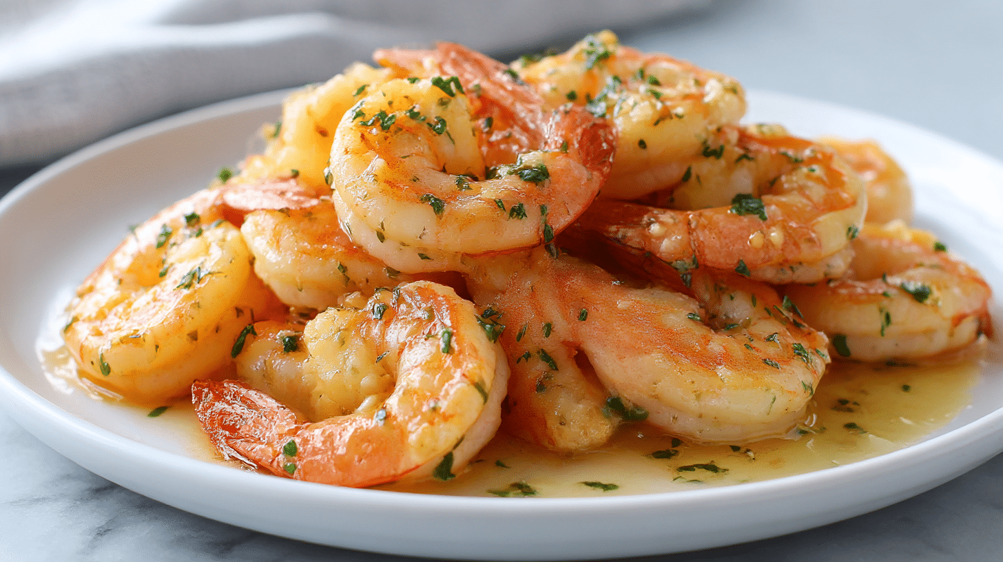 Krewetki z airfryer na stole, gotowe do degustacji
