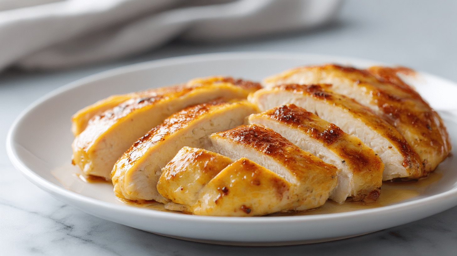 Kurczak airfryer z kremowym sosem obok.