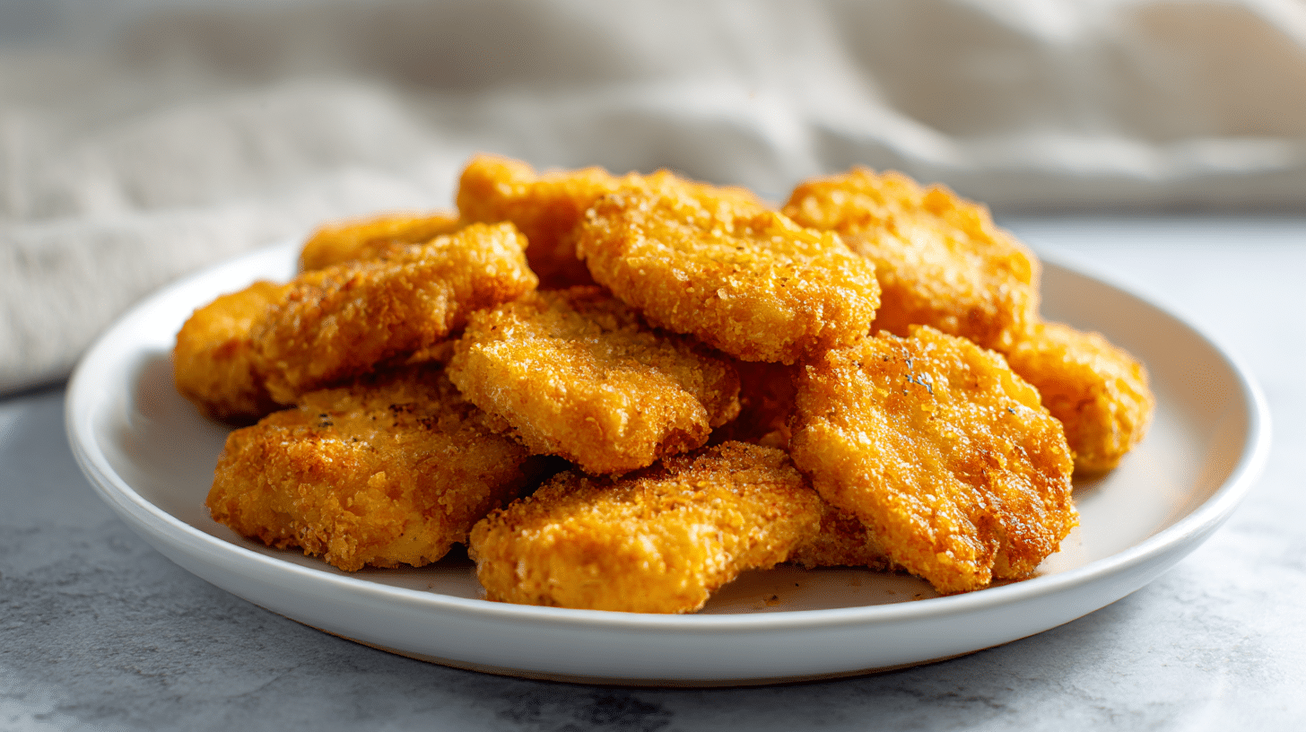 Nuggetsy airfryer z sosem na bokach