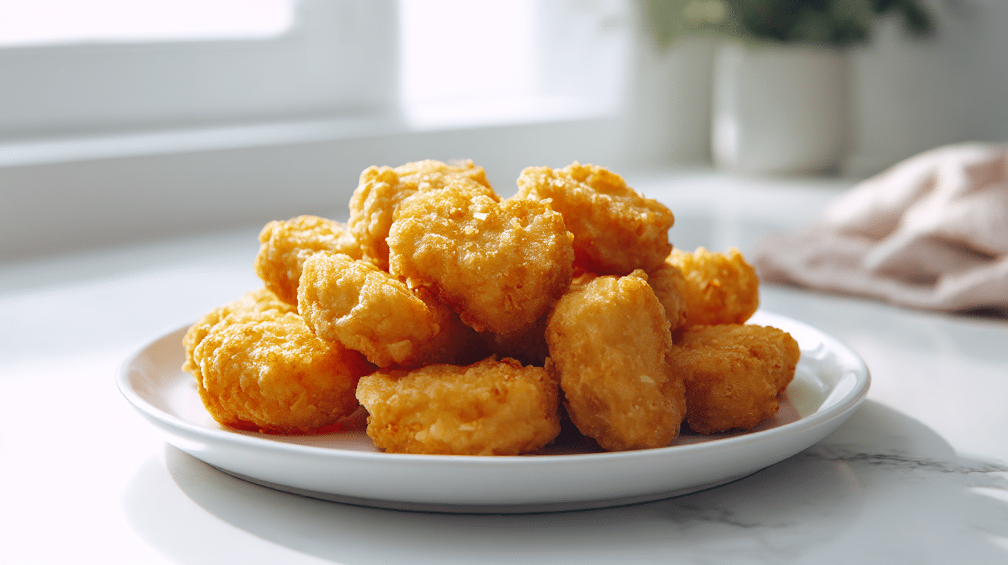 Nuggetsy airfryer podawane na stół