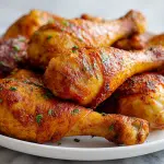 smaczne pałki z kurczaka airfryer na talerzu