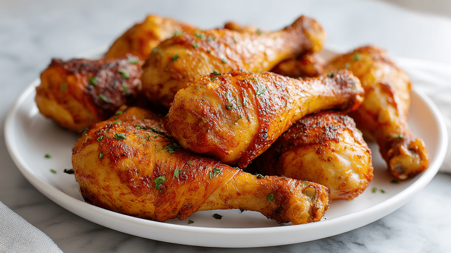smaczne pałki z kurczaka airfryer na talerzu