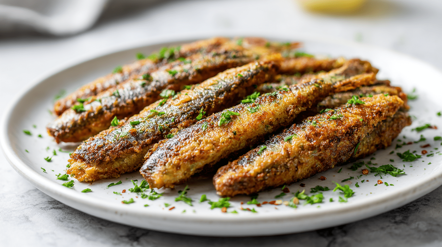 sledzie pieczone w air fryer na talerzu