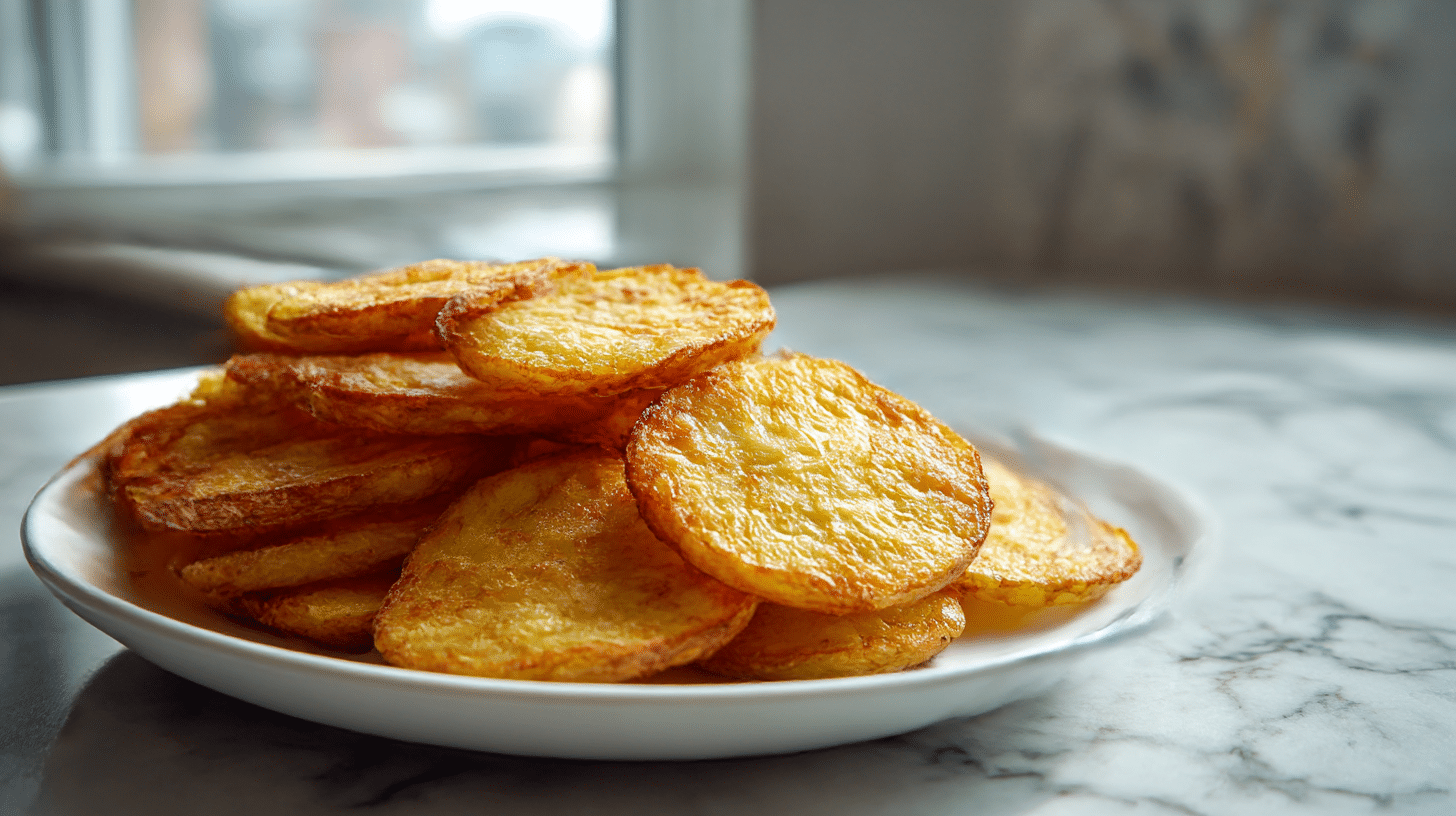 chrupiące talarki z ziemniakow z air fryer w misce