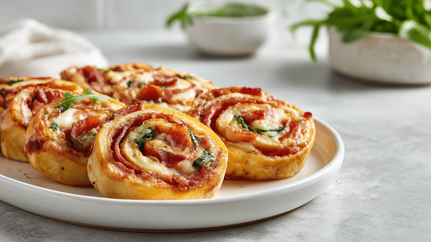 Zawijana pizze z air fryer z pysznymi składnikami w środku.