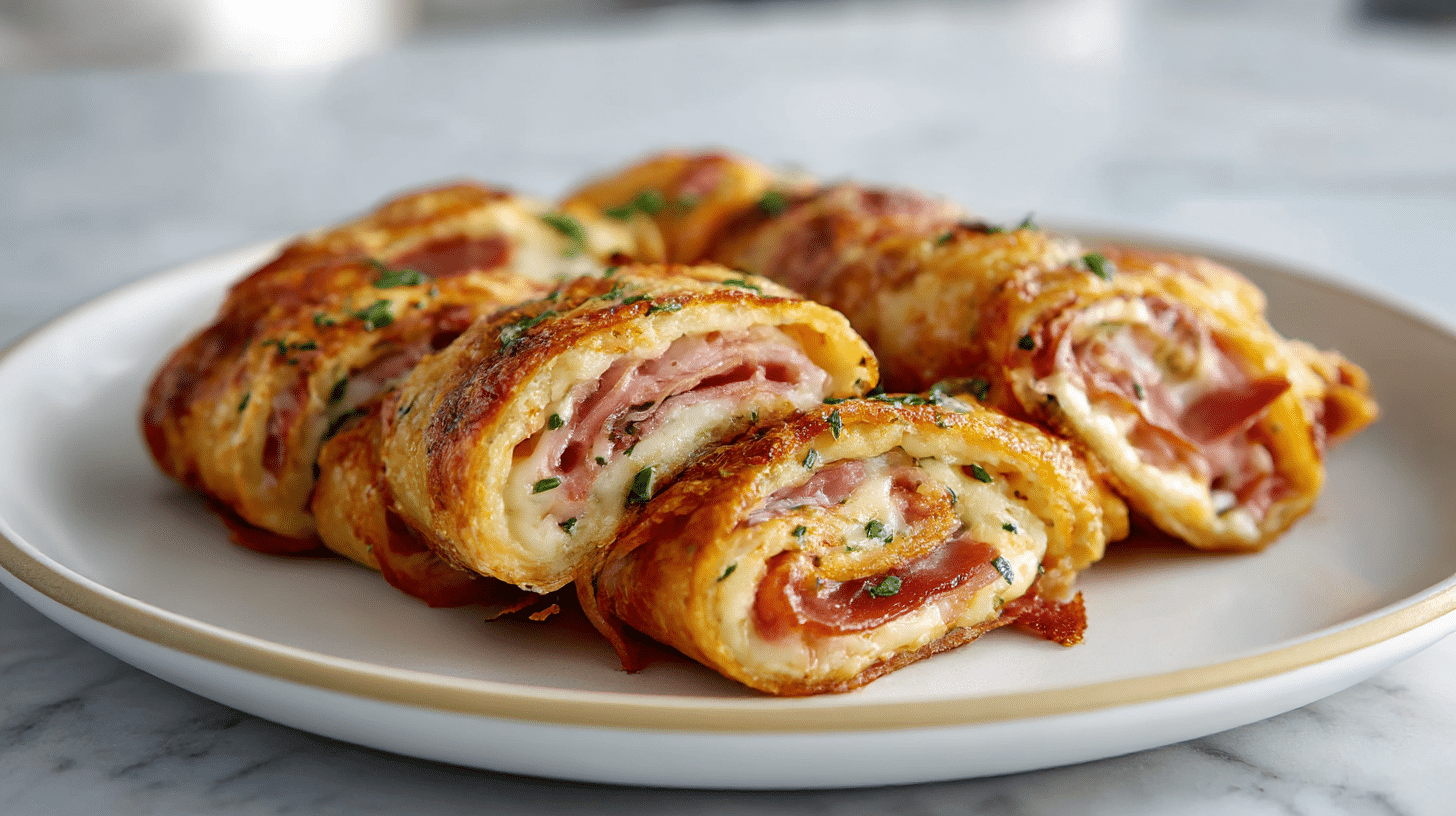 Zawijana pizze z air fryer, pięknie podane na talerzu.
