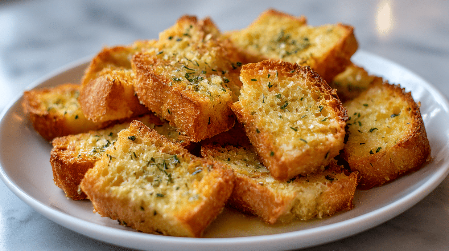 Pyszne air fryer grzanki z chleba na talerzu