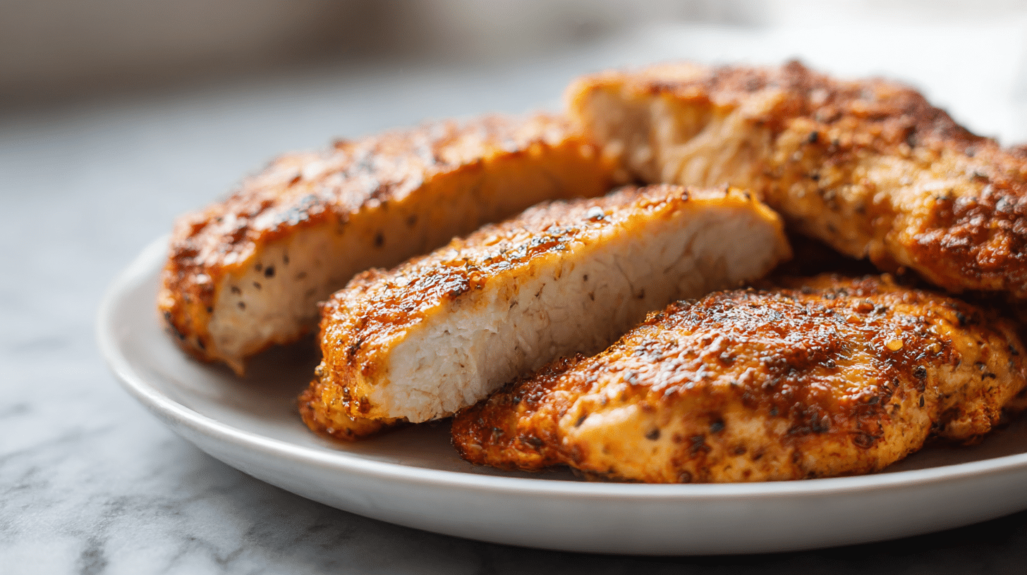 Soczysty airfryer filet z kurczaka z ulubionymi przyprawami.