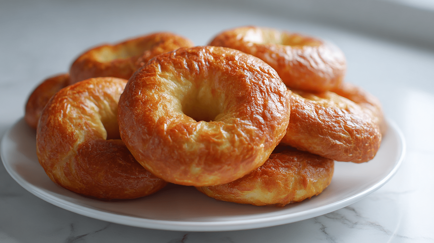 Przepyszne bajgle z jogurtu greckiego air fryer przygotowane w domowej kuchni.
