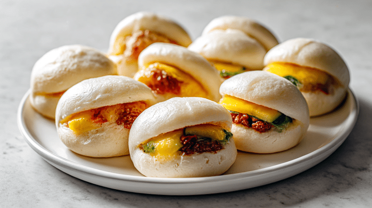 bulki na parze z airfryer na talerzu