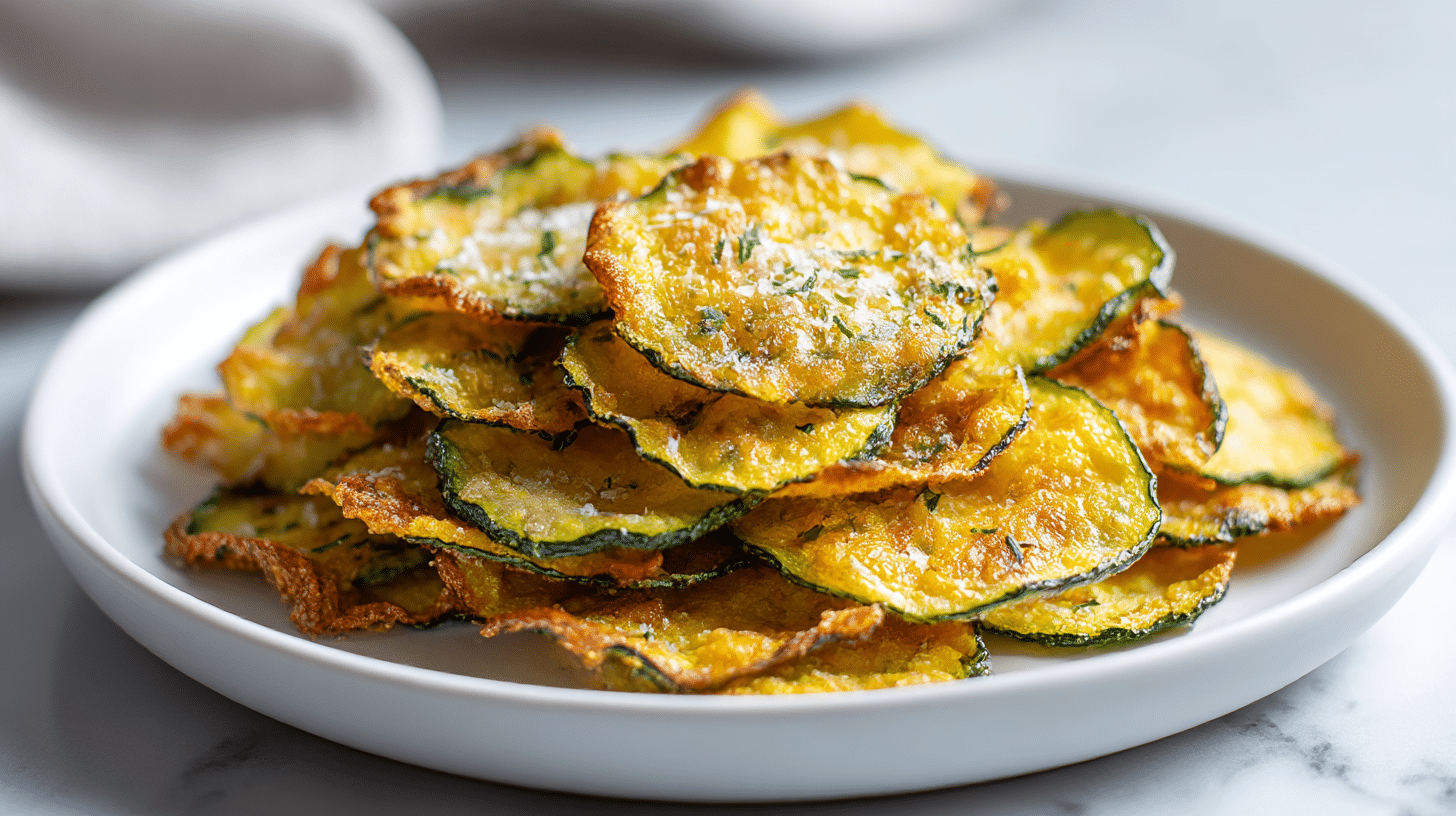 chips de abobrinha airfryer na talerzu