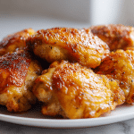 chrupiące udka z kurczaka z airfryer na talerzu