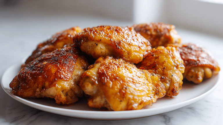 chrupiące udka z kurczaka z airfryer na talerzu