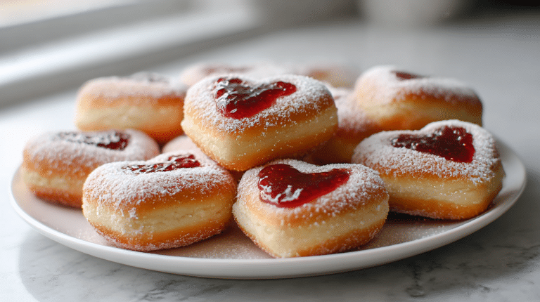 pączki walentynkowe w airfryerze z różowym lukrem.
