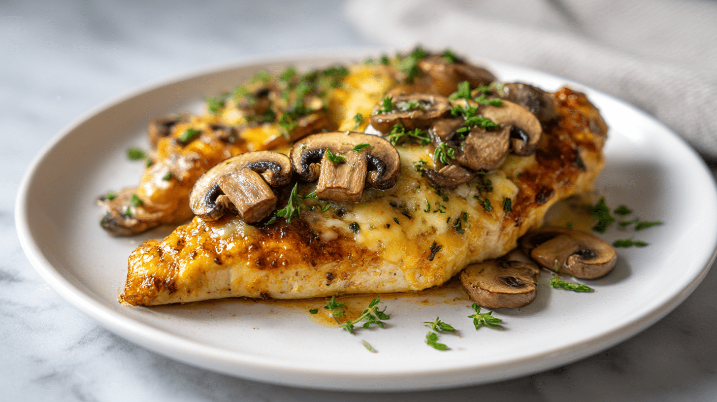 zaawansowana pierś z kurczaka z pieczarkami i serem air fryer