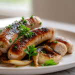 Delikatna biała kiełbasa airfryer z chrupiącą skórką