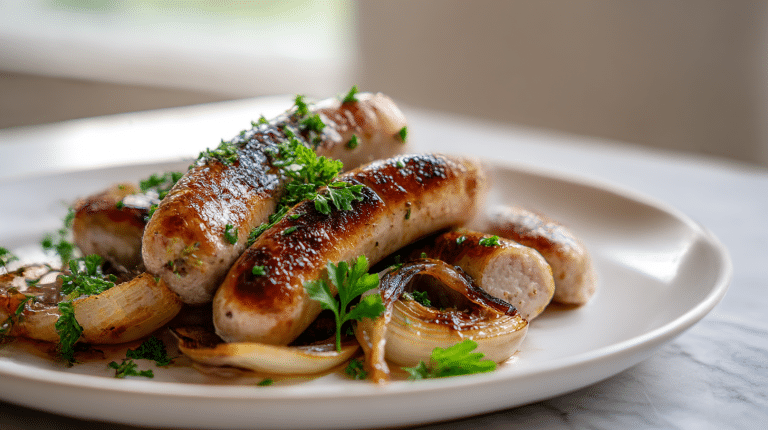 Delikatna biała kiełbasa airfryer z chrupiącą skórką