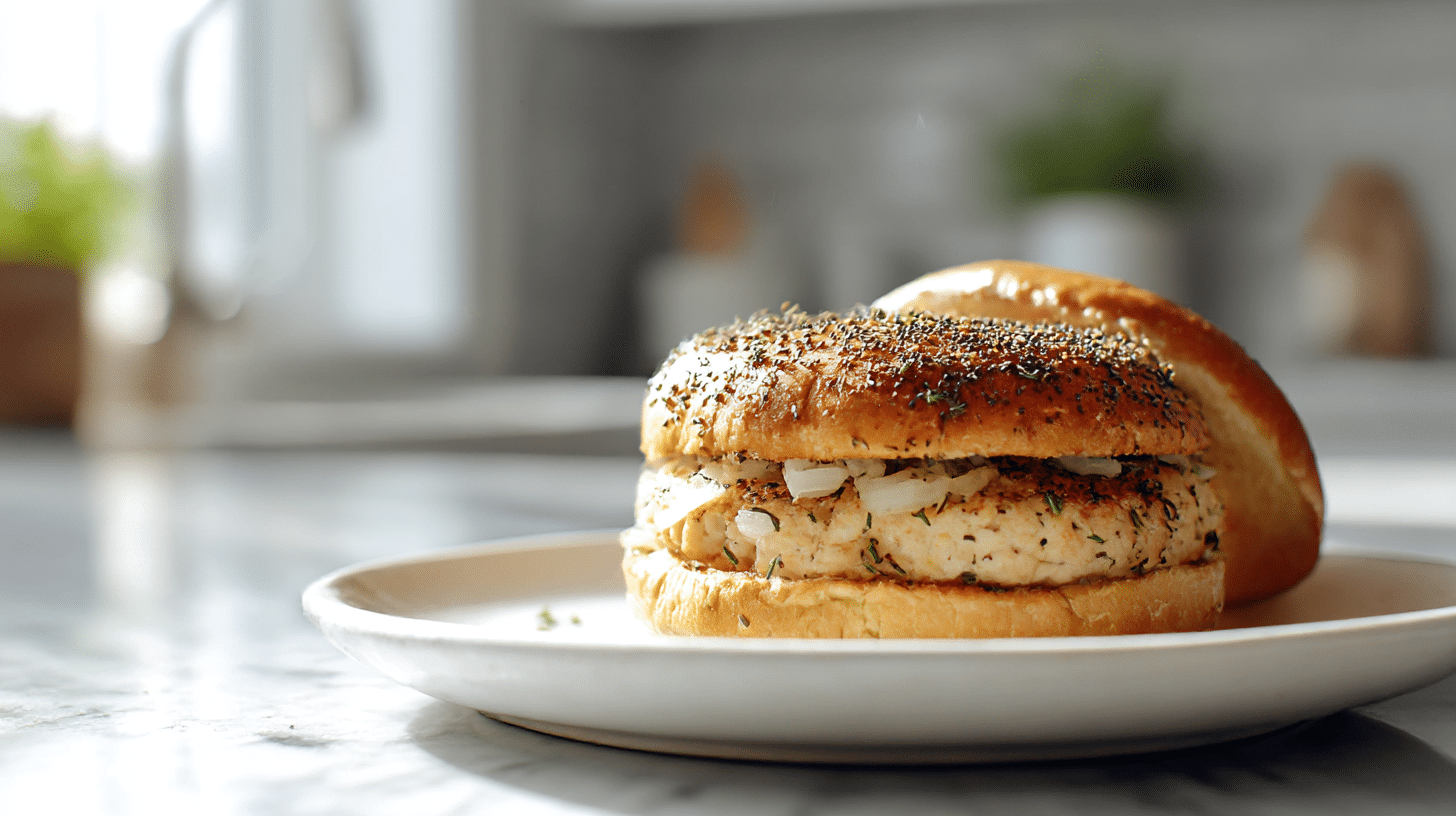 Delikatny burger drobiowy air fryer z dodatkami