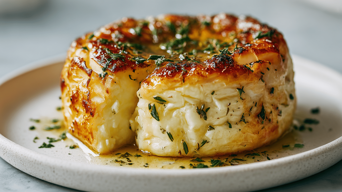 pyszny camembert pieczony air fryer na talerzu