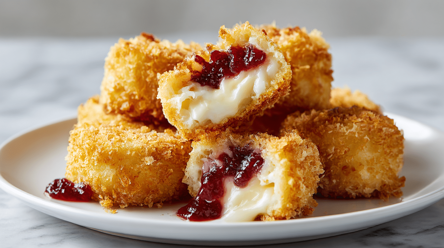 Smaczny camembert z żurawiną air fryer na stole.