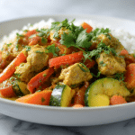 pyszne curry z kurczakiem air fryer na talerzu