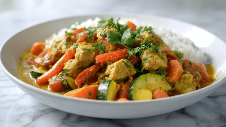 pyszne curry z kurczakiem air fryer na talerzu