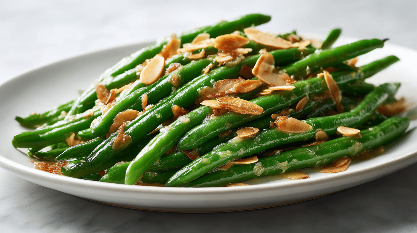 Fasolka z migdałami w air fryer, gotowa do podania.