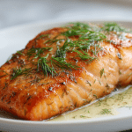 filet z łososia air fryer na talerzu