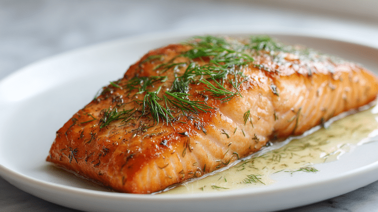 filet z łososia air fryer na talerzu