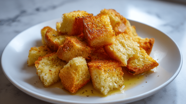 grzanki do żurku air fryer na talerzu