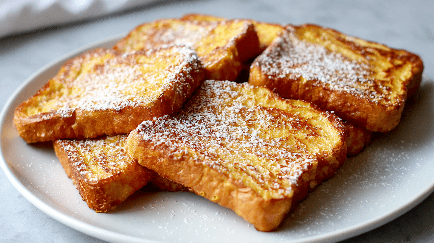 Pyszne grzanki francuskie air fryer przygotowane na złoto.