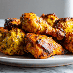 indyjski kurczak air fryer z kolorowymi przyprawami.