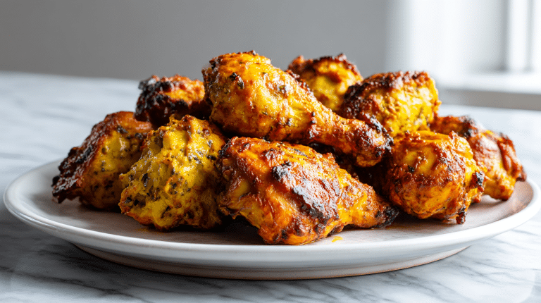 indyjski kurczak air fryer z kolorowymi przyprawami.